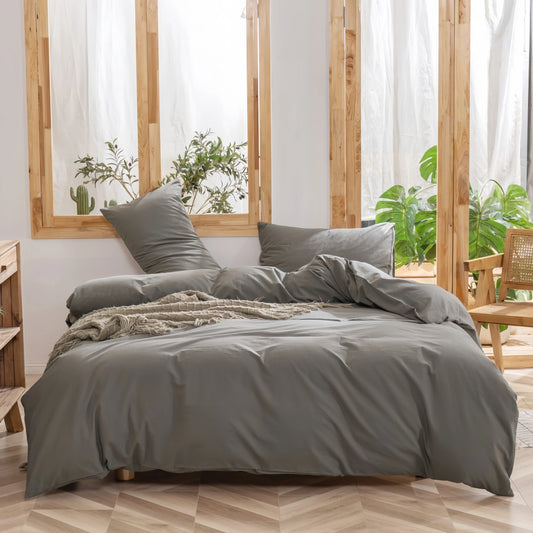 Sage Grey Doona Cover Set 100% Cotton Queen Size and King Size with matching pillow case