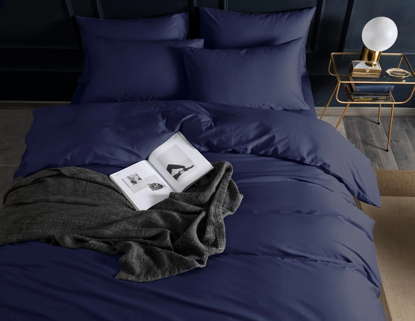 Navy Doona Cover Set | Cotton Sateen | Queen size and King Size with matching Pillow Case