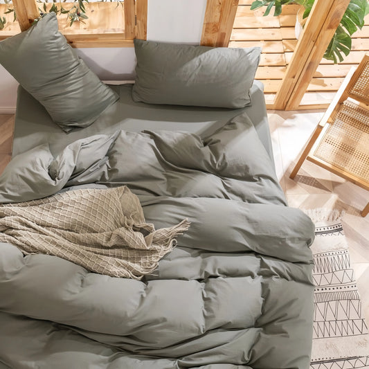Sage Grey Doona Cover Set 100% Cotton Queen Size and King Size with matching pillow case