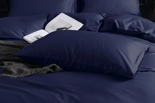 Navy Doona Cover Set | Cotton Sateen | Queen size and King Size with matching Pillow Case