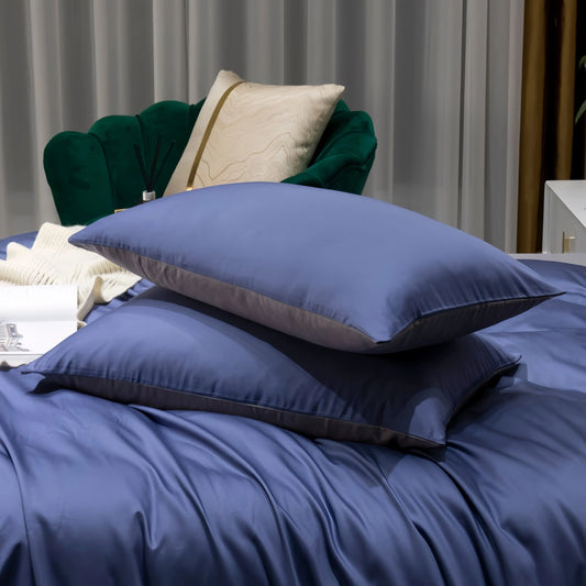 Dusk Blue Doona Cover Set | Cotton Sateen | Queen size and King Size with matching Pillow Case