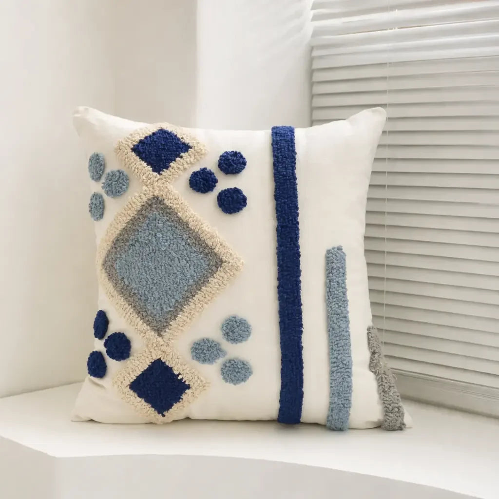 Coastal Geometry Tufted Cushion Covers 'n' Cuddles