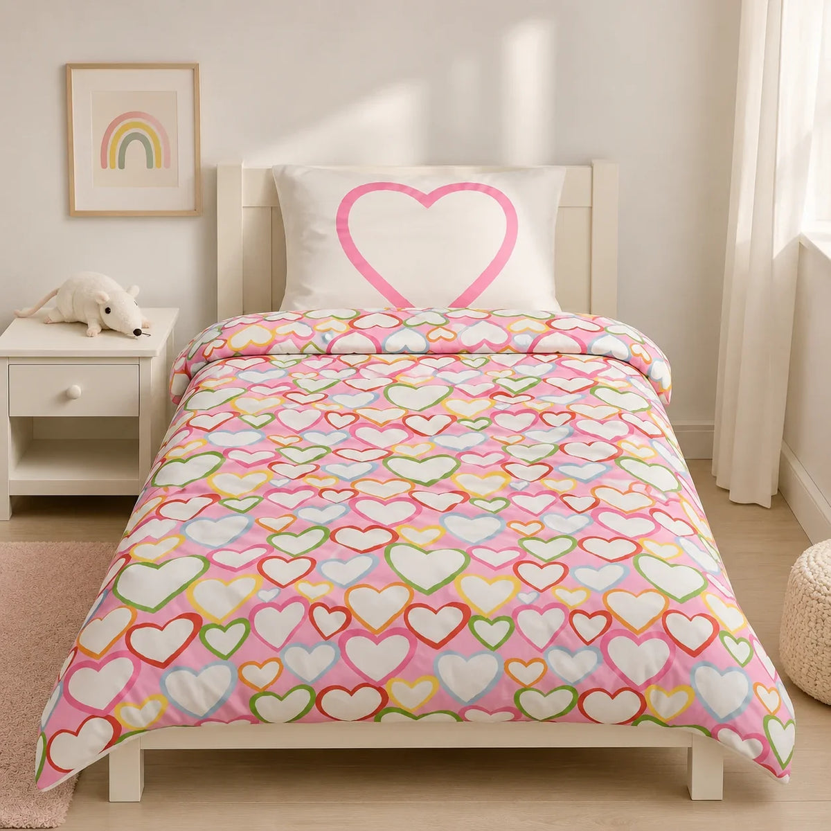 Kids Rainbow Doona Cover Set | Colourful Rainbow Print | Multicolour | 100% Cotton | Single