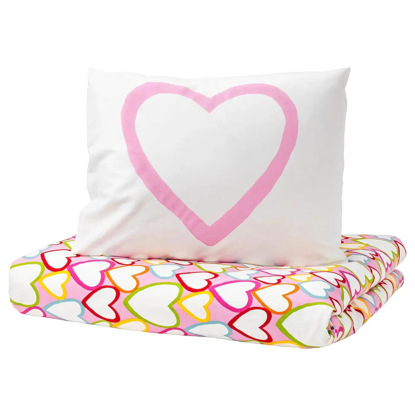 Kids Rainbow Heart Doona Cover Set | Cotton | Single size with a matching Pillow Case