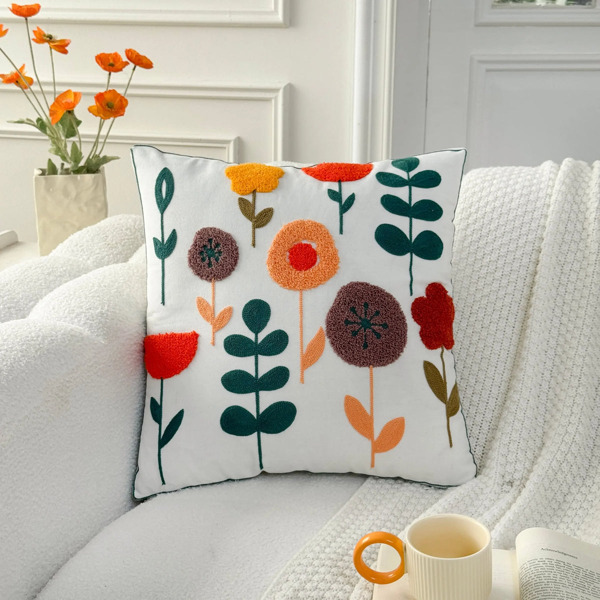 Modern Folk Garden Embroidered Cushion Covers 'n' Cuddles