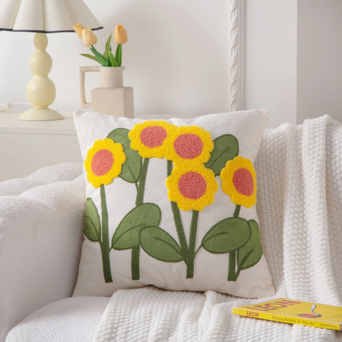 Sunflower Embroidery Cushion Covers 'n' Cuddles