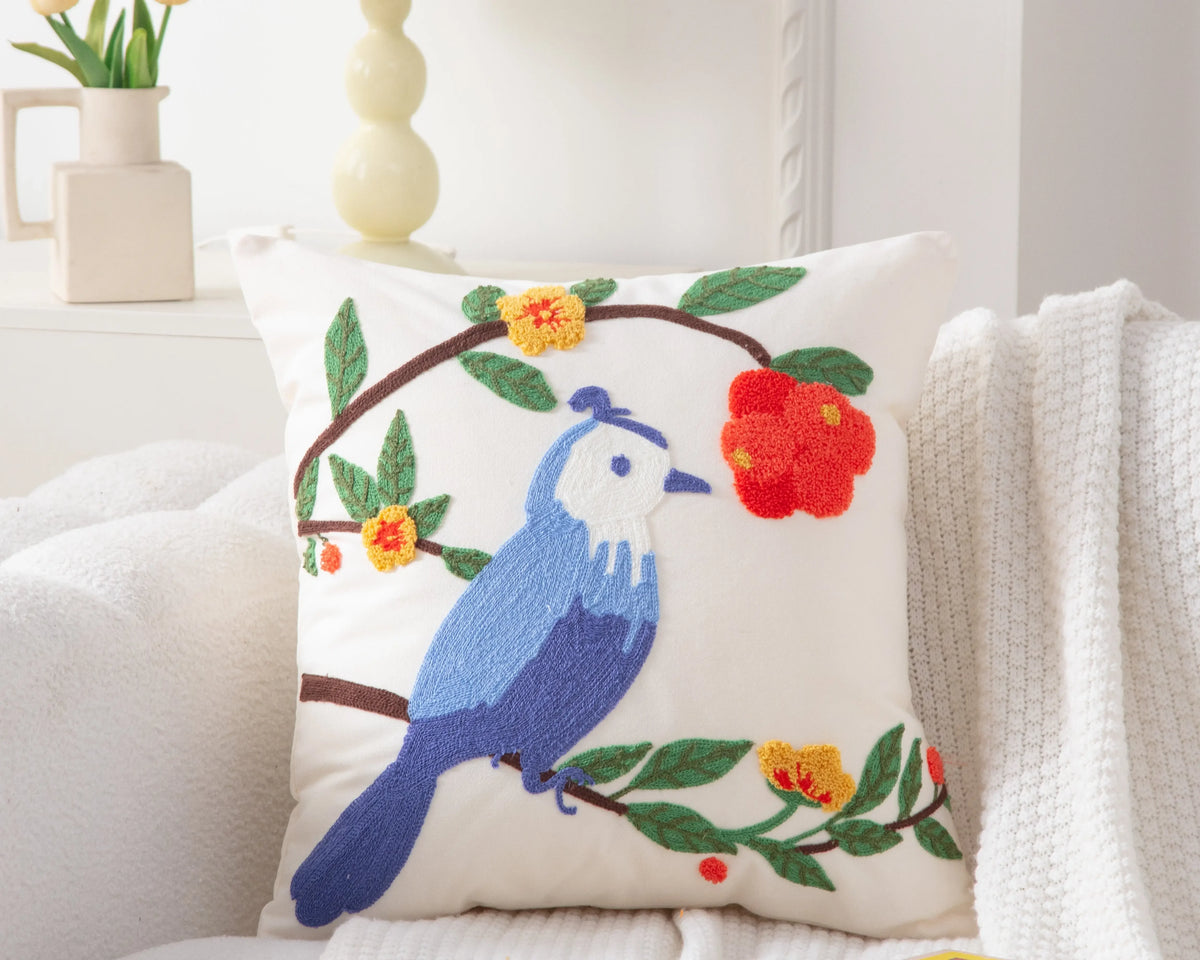 Red fruited bird cushion Covers 'n' Cuddles