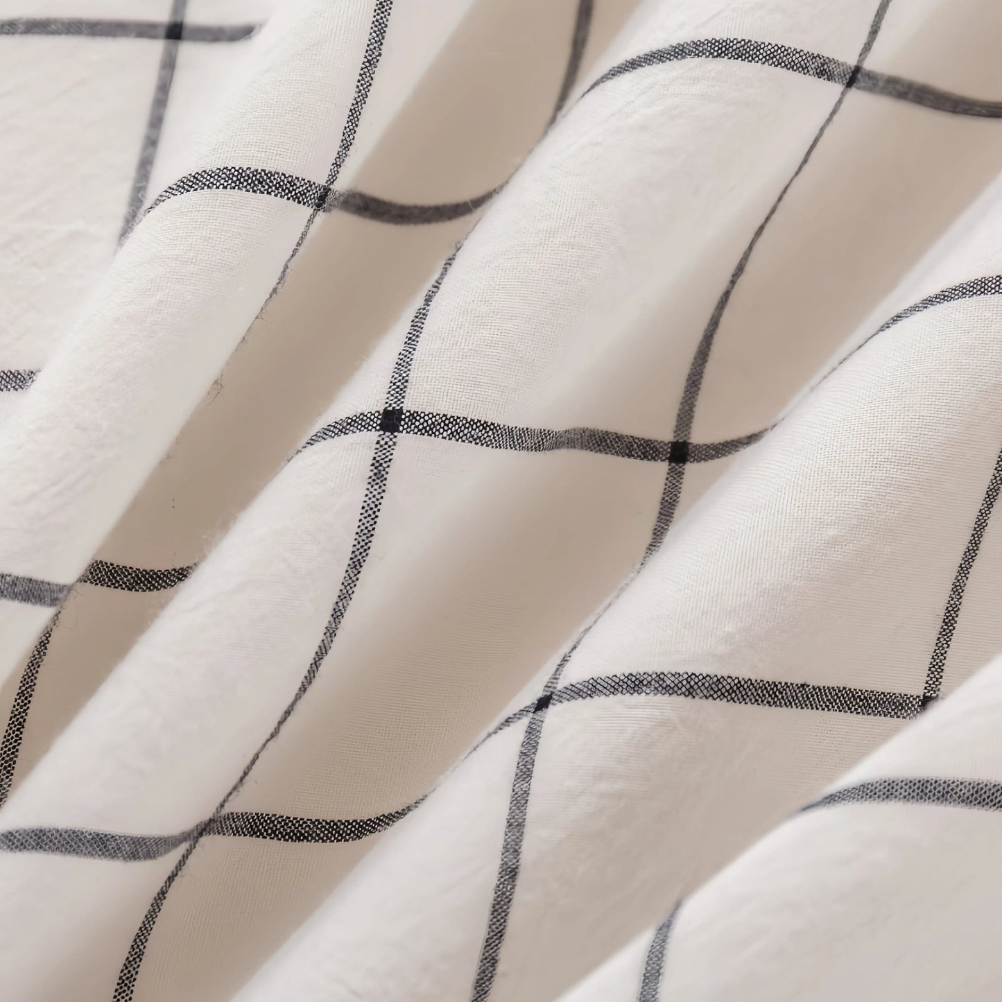 Natural Windowpane Check Doon Cover Set | 100% Cotton | Queen size and King Size with Matching Pillow case