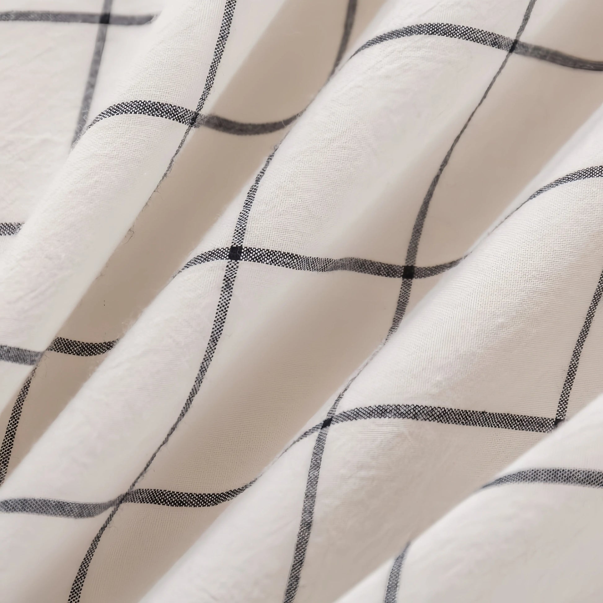 Natural Windowpane Check Doon Cover Set | 100% Cotton | Queen size and King Size with Matching Pillow case