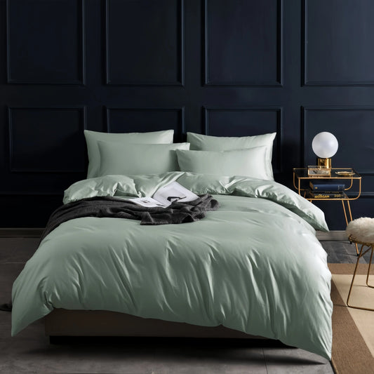 Olive Green Doona Cover Set | Cotton Sateen | Queen size and King Size with matching Pillow Case