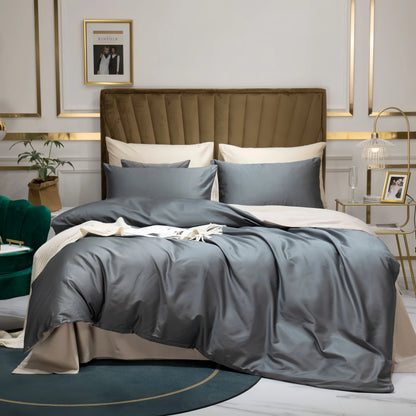 Grey Doona Cover Set | Cotton Sateen | Queen size and King Size with matching Pillow Case