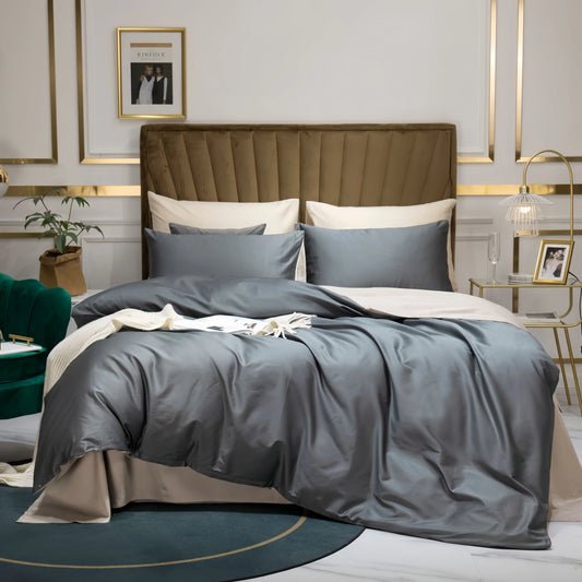 Grey Doona Cover Set | Cotton Sateen | Queen size and King Size with matching Pillow Case