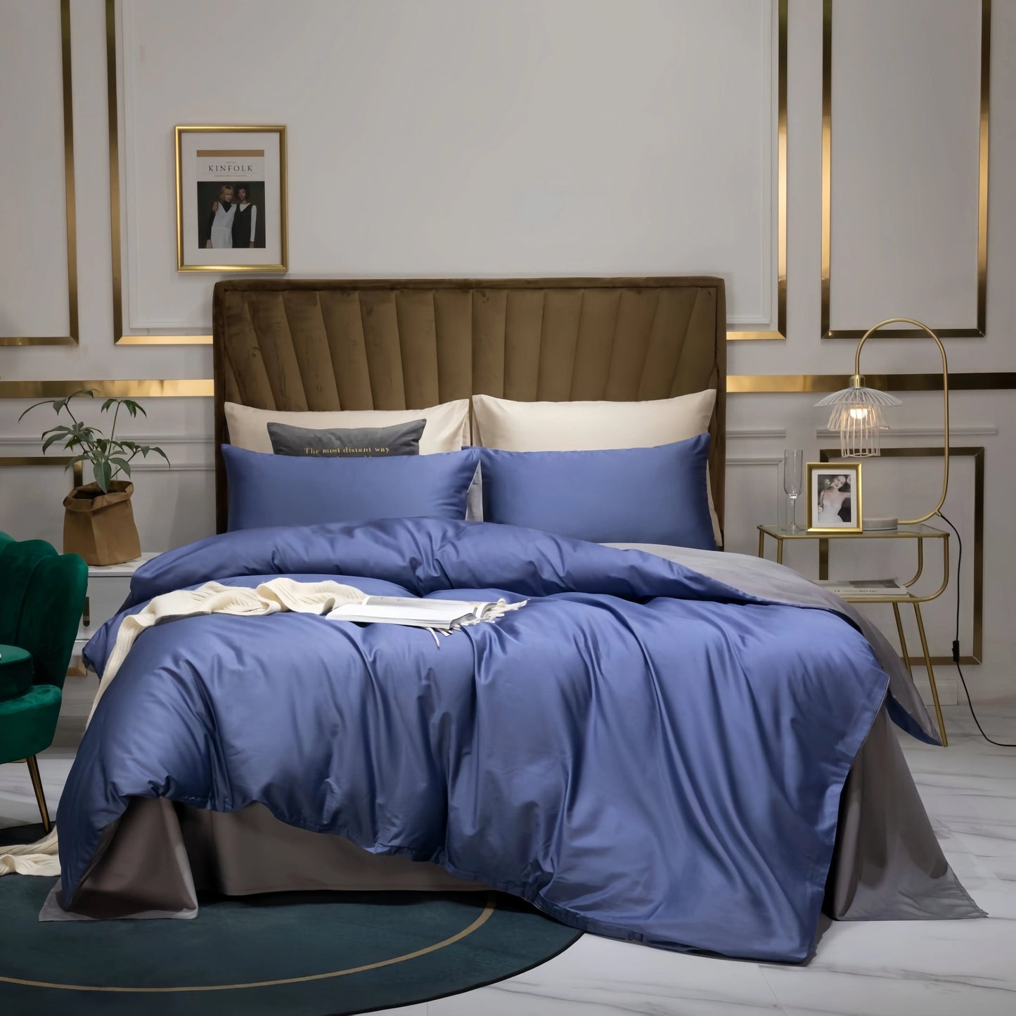 Dusk Blue Doona Cover Set | Cotton Sateen | Queen size and King Size with matching Pillow Case