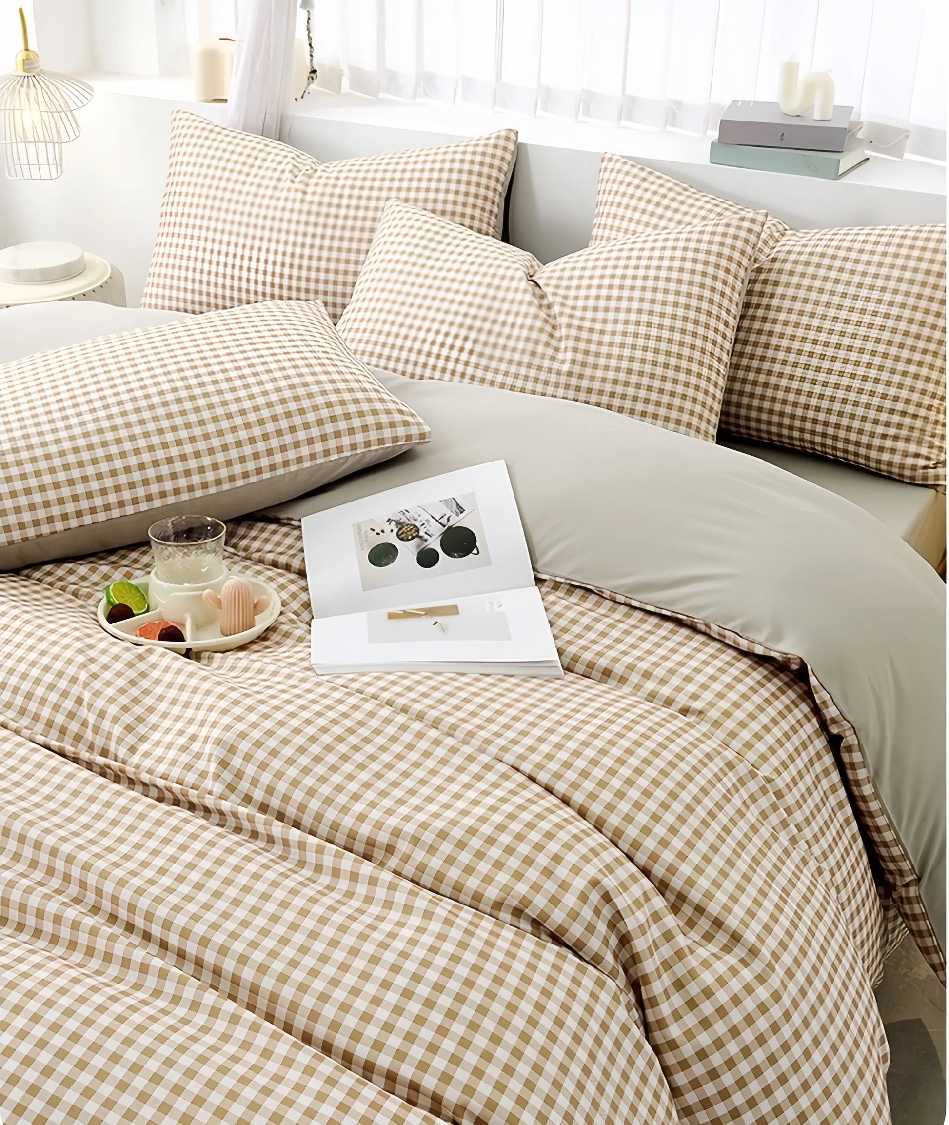 Honey Gingham Quilt Cover Set Covers 'n' Cuddles