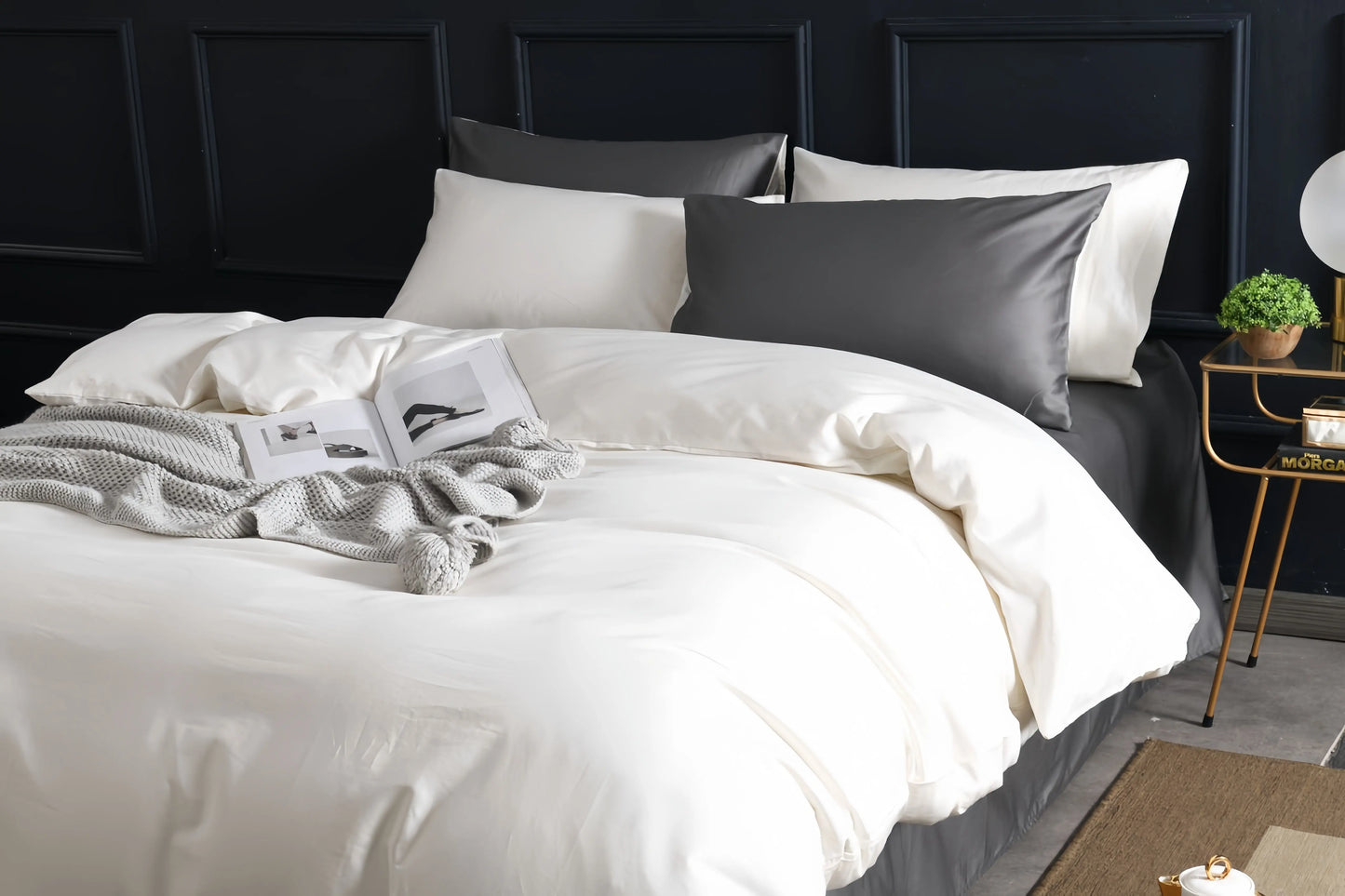 Grey Doona Cover Set | Cotton Sateen | Queen size and King Size with matching Pillow Case