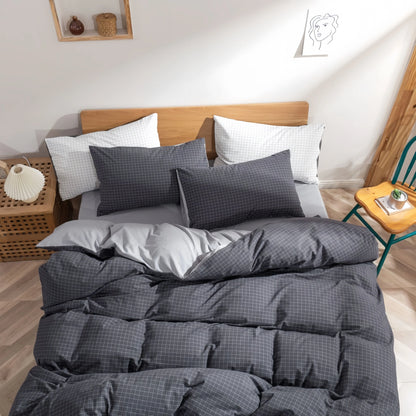 Nordi Grid Doona Cover Set 100% Cotton Queen Size and King Size with matching  pillow case