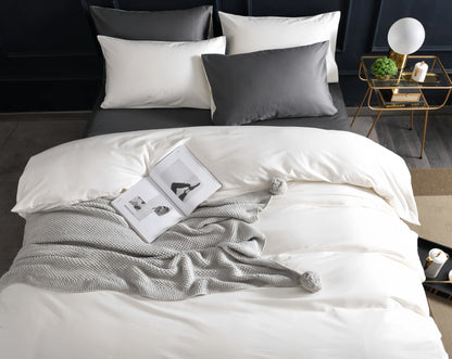 White Doona Cover Set | Cotton Sateen | Queen size and King Size with matching Pillow Case
