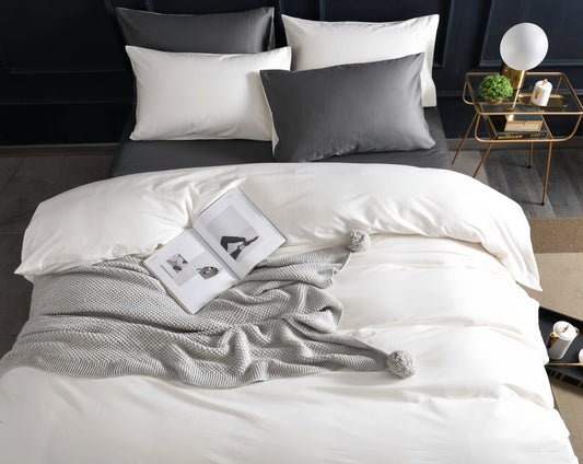 White Doona Cover Set | Cotton Sateen | Queen size and King Size with matching Pillow Case