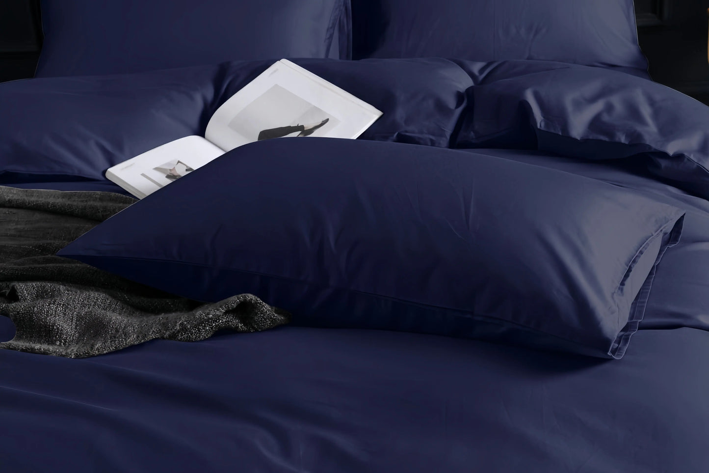 Navy Doona Cover Set | Cotton Sateen | Queen size and King Size with matching Pillow Case