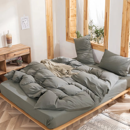 Sage Grey Doona Cover Set 100% Cotton Queen Size and King Size with matching  pillow case