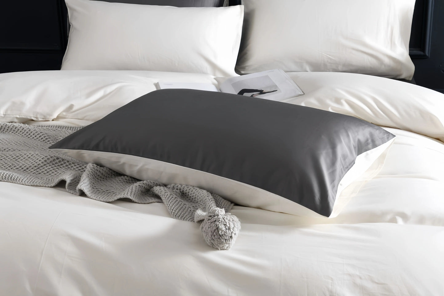 Grey Doona Cover Set | Cotton Sateen | Queen size and King Size with matching Pillow Case