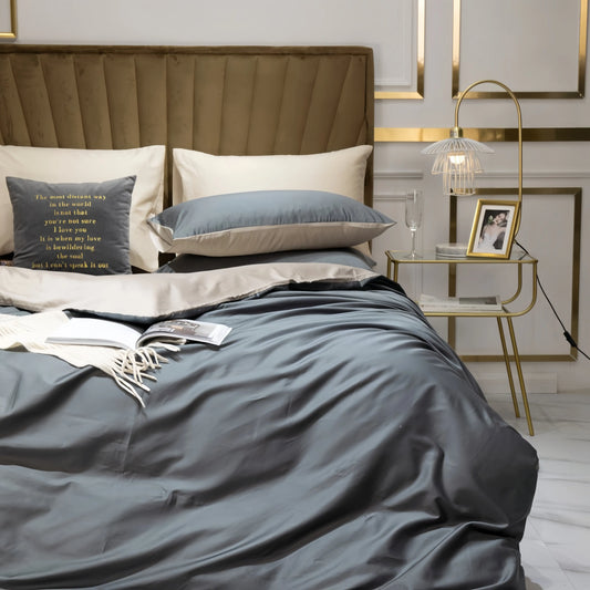 Grey Doona Cover Set | Cotton Sateen | Queen size and King Size with matching Pillow Case