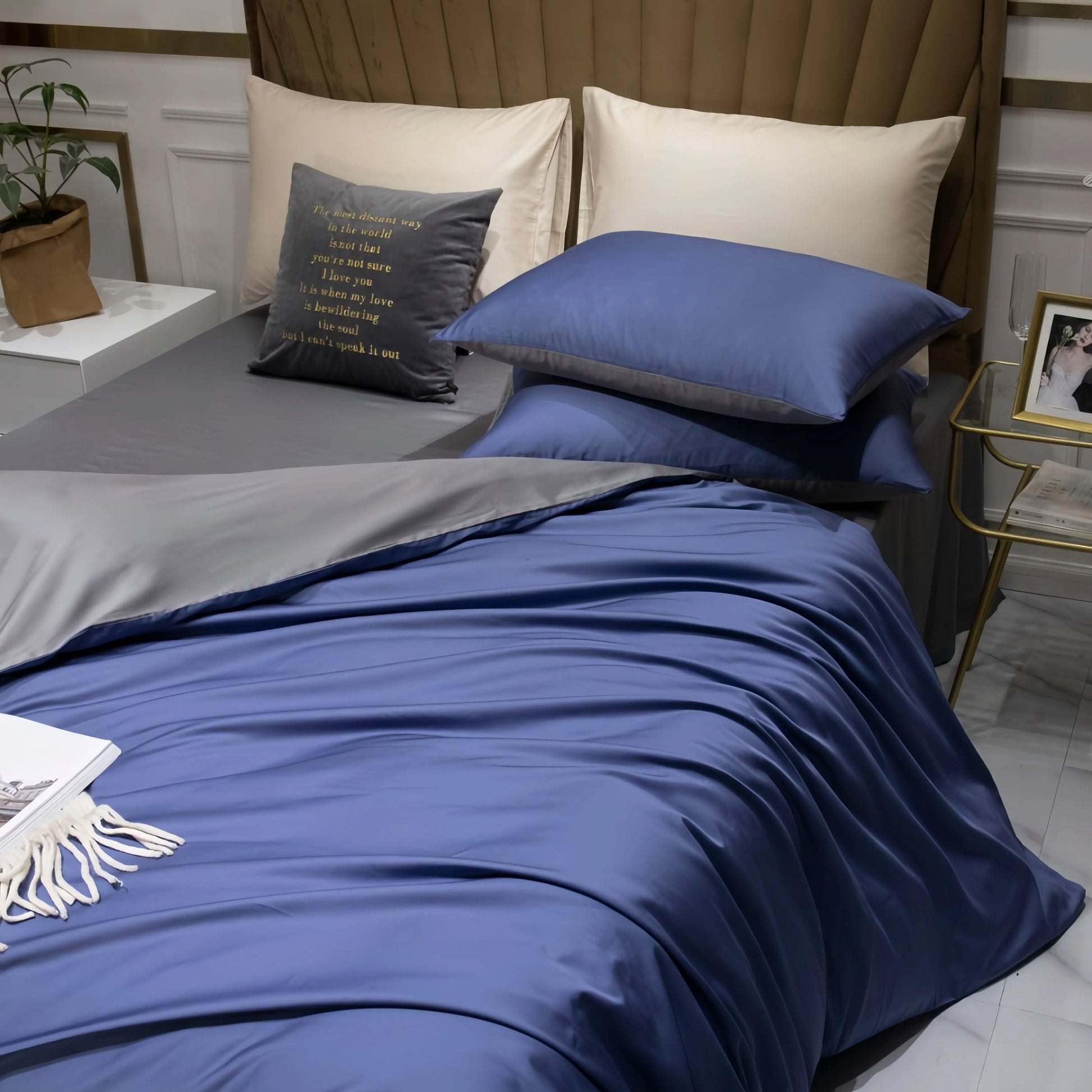 Dusk Blue Doona Cover Set | Cotton Sateen | Queen size and King Size with matching Pillow Case