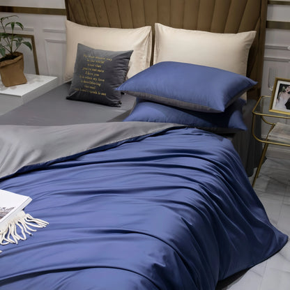 Dusk Blue Doona Cover Set | Cotton Sateen | Queen size and King Size with matching Pillow Case