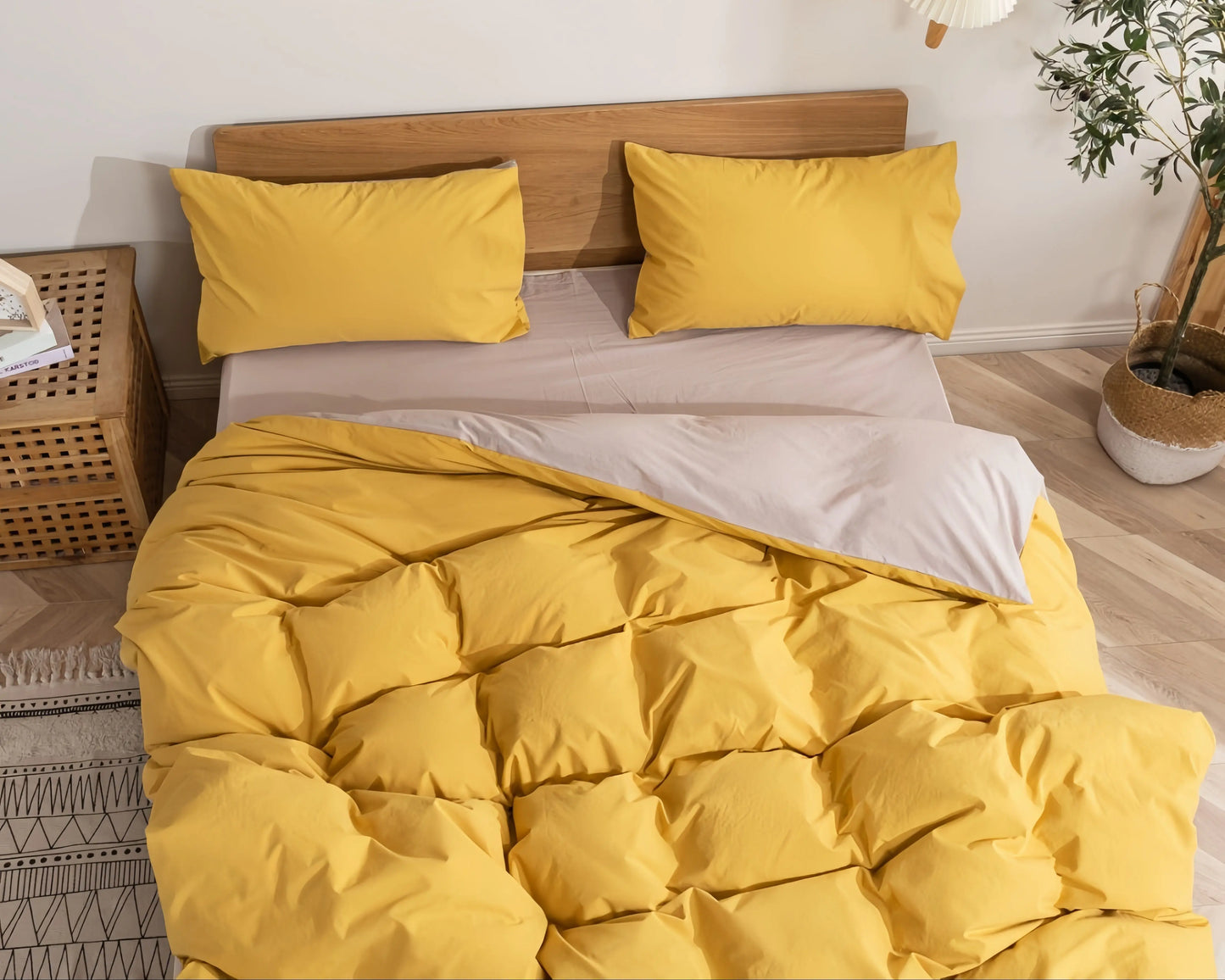Yellow Doona Cover Set | 100% Cotton | Queen Size and King Size with matching  pillow case