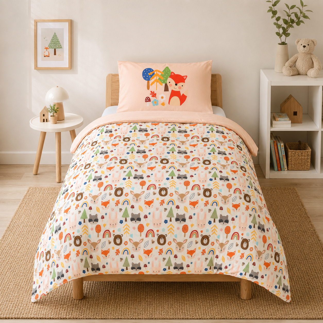 Forest Doona Cover Set | Forest Print | Green | Cotton Viscose Blend | Single