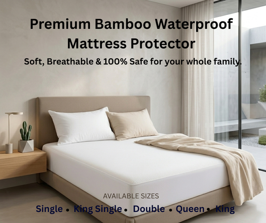 Waterproof Bamboo Mattress Protector | Deep Fit | Breathable & Hypoallergenic | White |