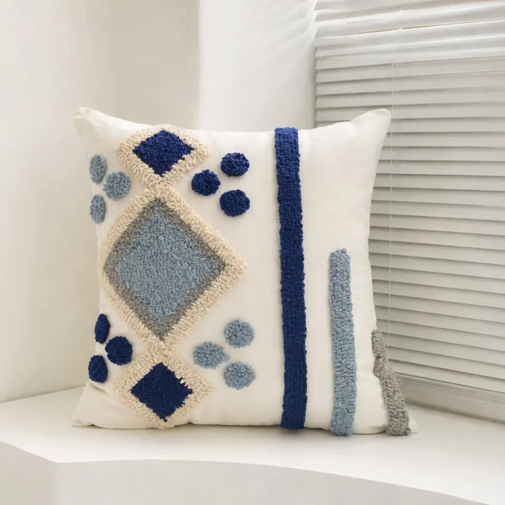 Coastal Geometry Tufted Cushion Covers 'n' Cuddles