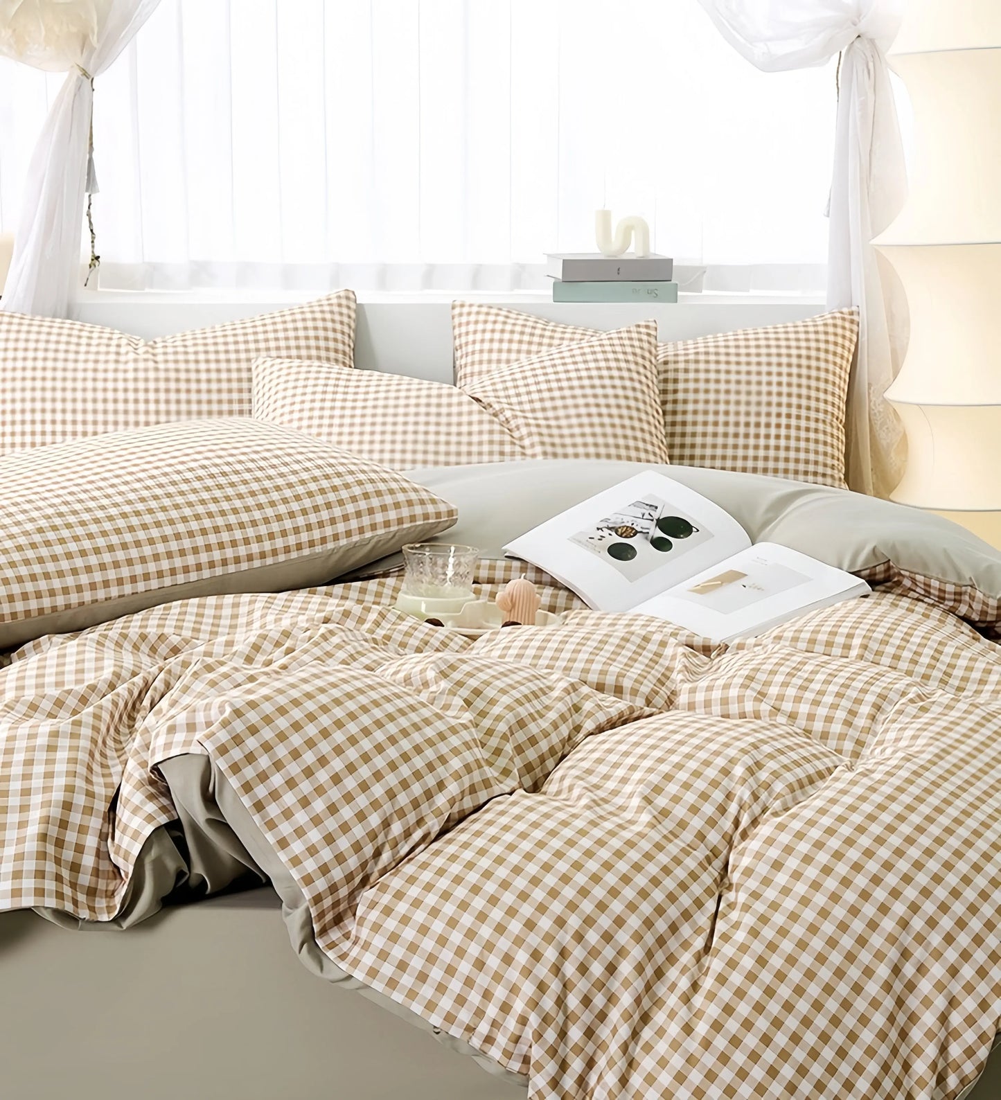 Honey Gingham Quilt Cover Set Covers 'n' Cuddles