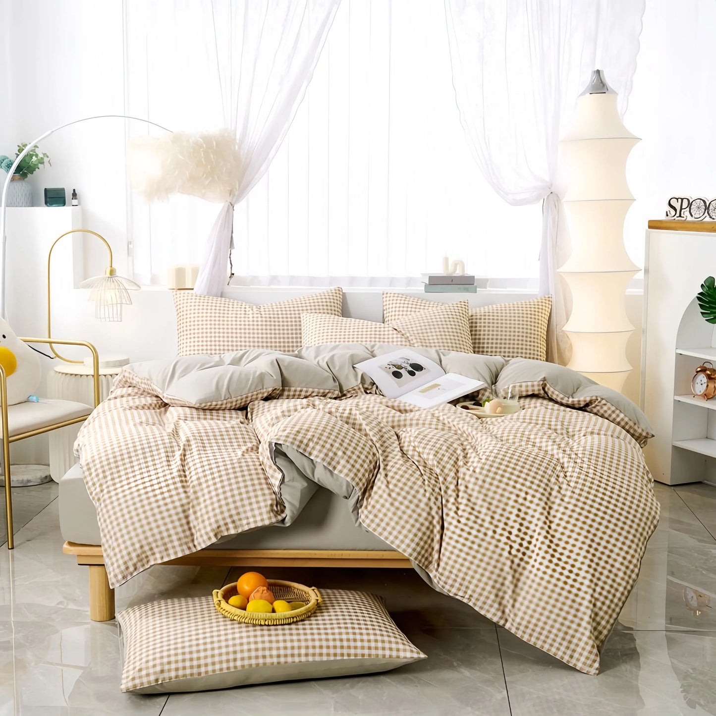 Honey Gingham Quilt Cover Set Covers 'n' Cuddles