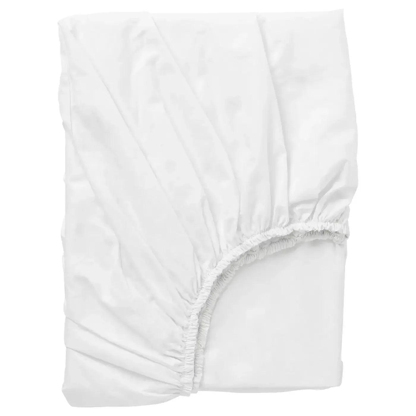 White 100% cotton fitted sheet with elastic edges for snug mattress fit