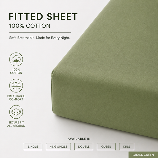 Lunaire Fitted Bed Sheet Only | 100% Cotton | Multiple Colours | Multiple Size Options