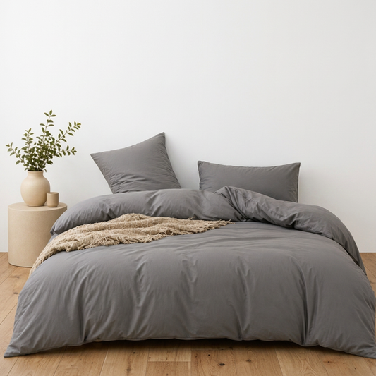 Sage Cotton Doona Cover Set | Solid Sage Grey | 100% Cotton |