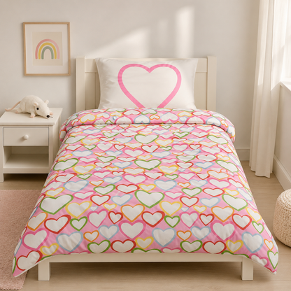 Kids Rainbow Doona Cover Set | Colourful Rainbow Print | Multicolour | 100% Cotton | Single