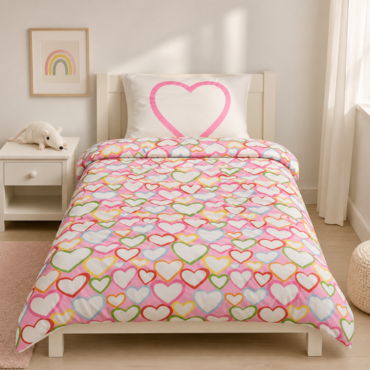 Kids Rainbow Doona Cover Set | Colourful Rainbow Print | Multicolour | 100% Cotton | Single