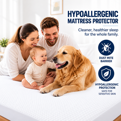 Waterproof Bamboo Mattress Protector | Deep Fit | Breathable & Hypoallergenic | White |