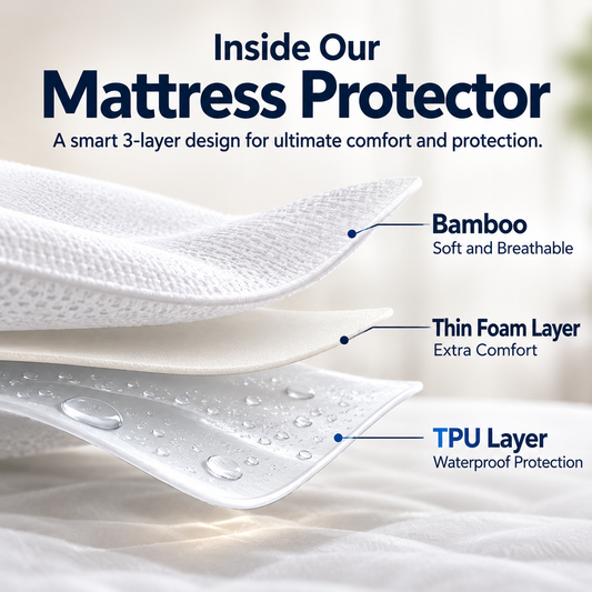 Waterproof Bamboo Mattress Protector | Deep Fit | Breathable & Hypoallergenic | White |