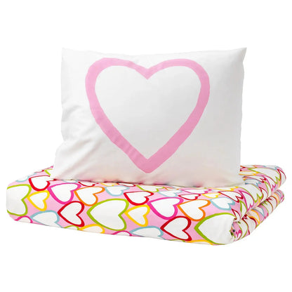 Kids Rainbow Heart Doona Cover Set | Cotton | Single size with a matching Pillow Case