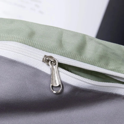 Reversible Doona Cover Set | Solid Plain | Olive Green & Grey | 100% Cotton |