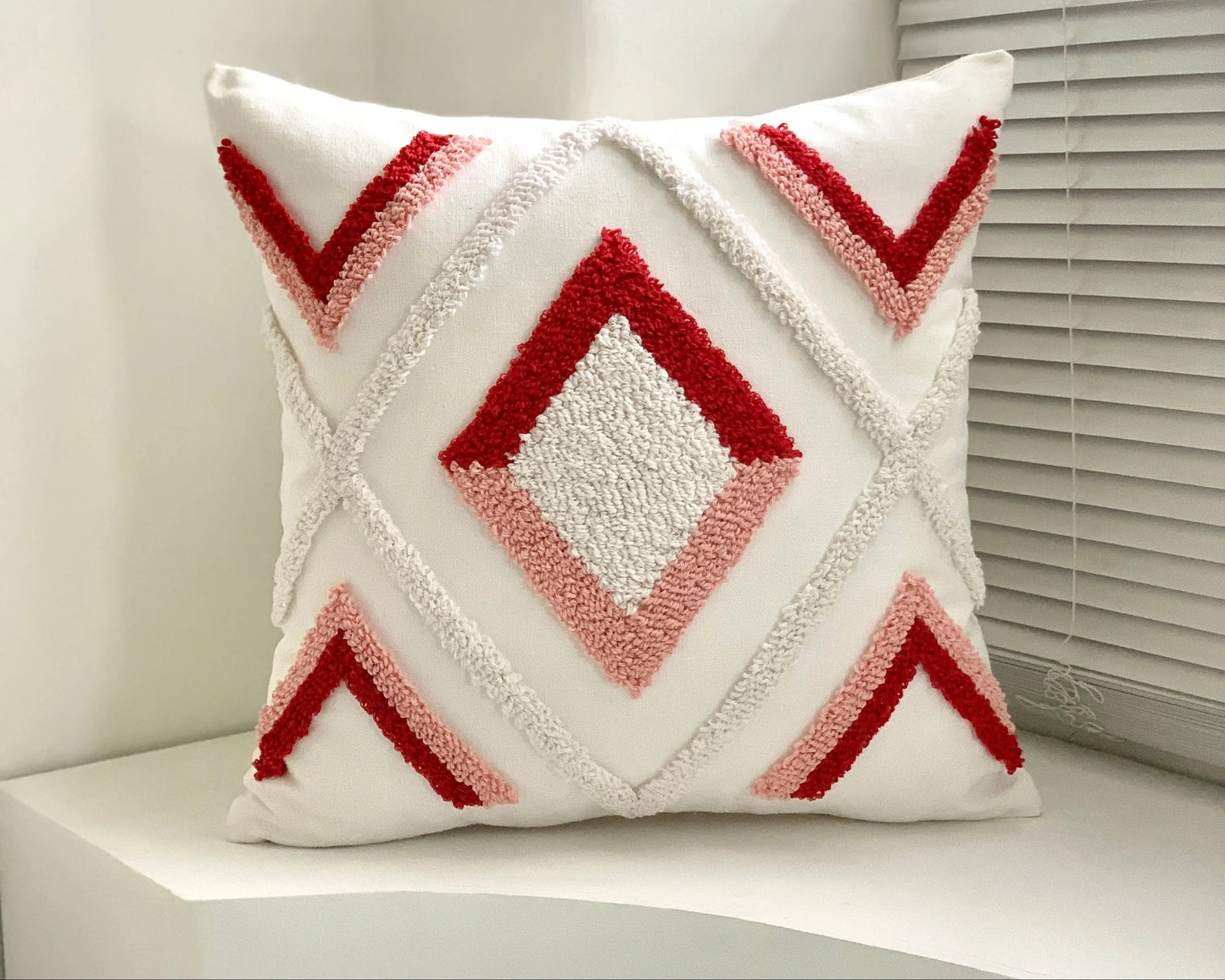 Crimson Chevron Tufted Cushion Covers 'n' Cuddles