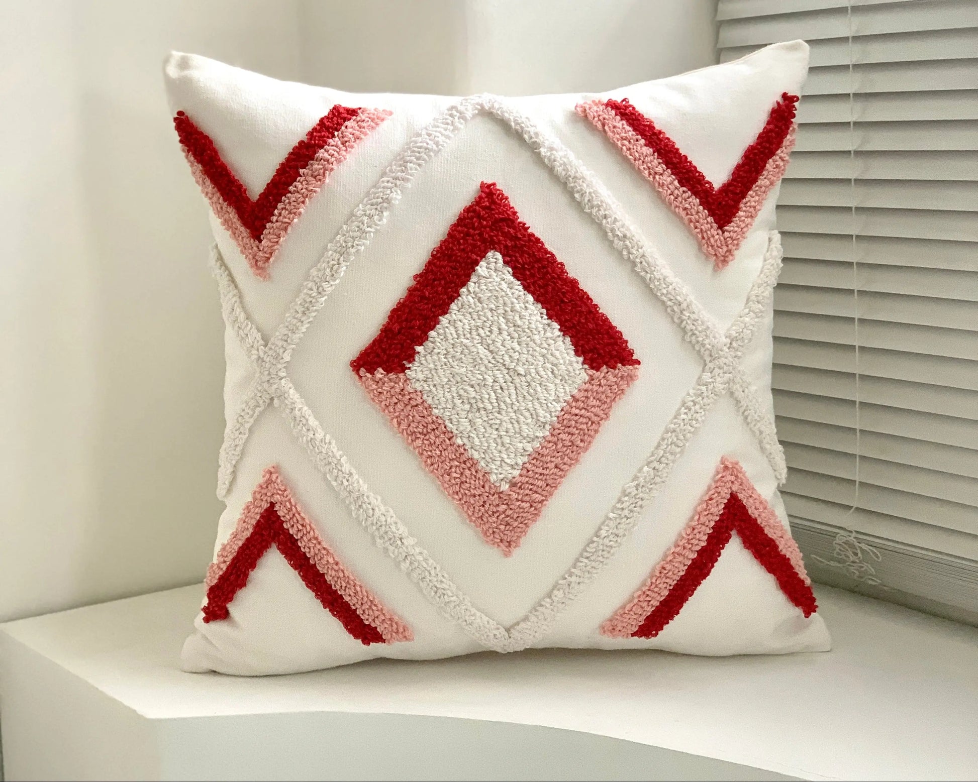 Crimson Chevron Tufted Cushion Covers 'n' Cuddles
