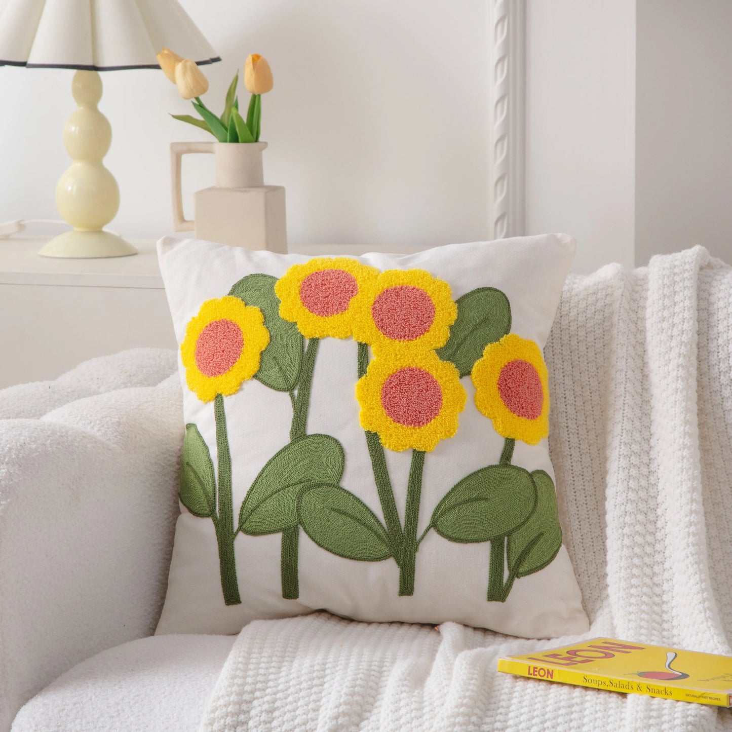 Sunflower Embroidery Cushion Covers 'n' Cuddles