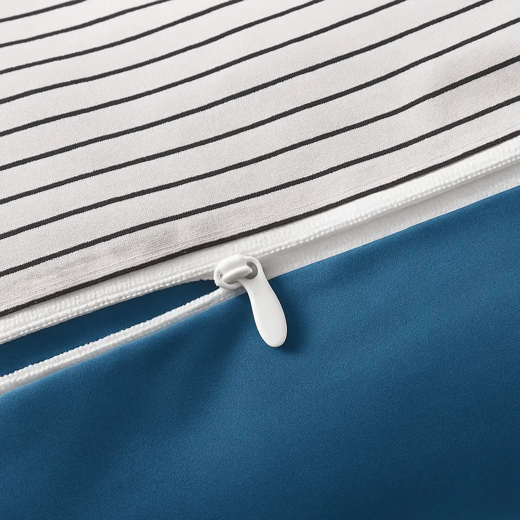 Blue Costal Stripe Doona Cover Set | Microfibre | Blue and White | Queen size and King size with matching Pillow case