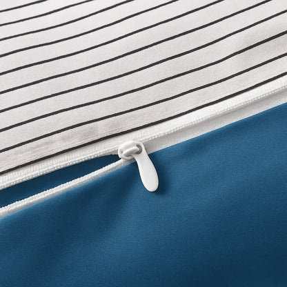 Blue Costal Stripe Doona Cover Set | Microfibre | Blue and White | Queen size and King size with matching Pillow case