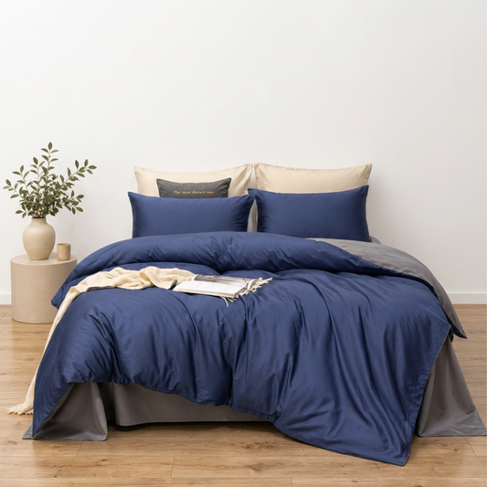 Dusk Blue Doona Cover Set | Solid Plain | Dusk Blue | 100% Cotton |